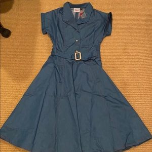 Nwt modcloth chambray dress blue belted